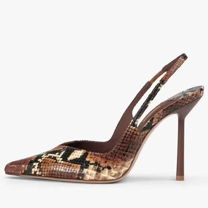 AINT LAURENTS-PYTHON SLINGBACKS