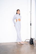 LONG SLEEVE BODYCON DRESS (BROOCH INCLUDED)