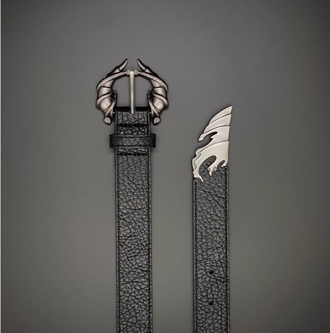 BLACK TEXTURED CLAW BELT