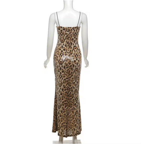 LEOPARD HALTER TUBE DRESS