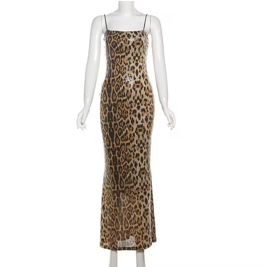 LEOPARD HALTER TUBE DRESS
