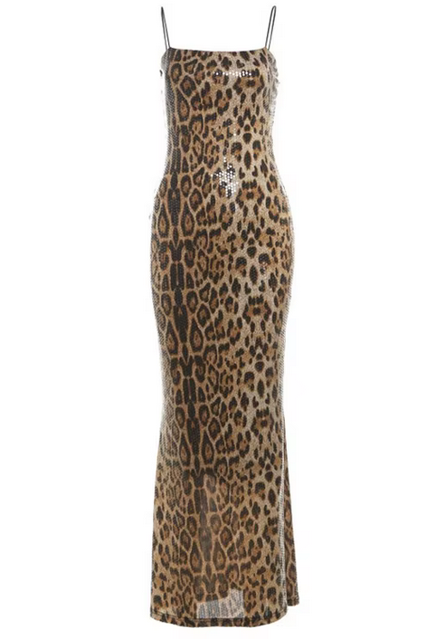LEOPARD HALTER TUBE DRESS