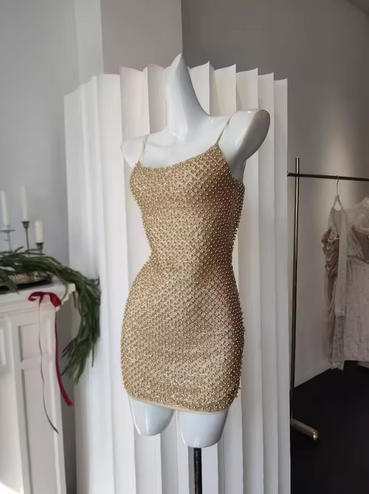 BEADED MIN CAMI STRAPPED DRESS