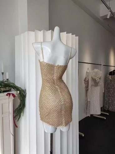 BEADED MIN CAMI STRAPPED DRESS