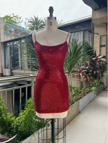 BEADED MIN CAMI STRAPPED DRESS