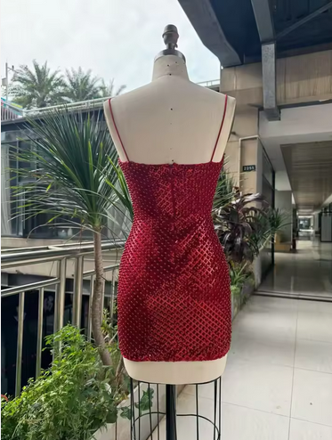 BEADED MIN CAMI STRAPPED DRESS