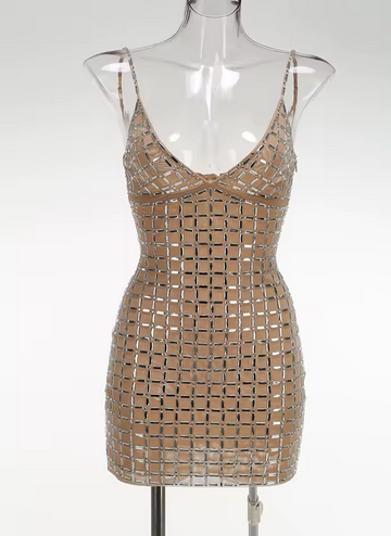 MIRRORED CAMI STRAP BODYCON MIN DRESS