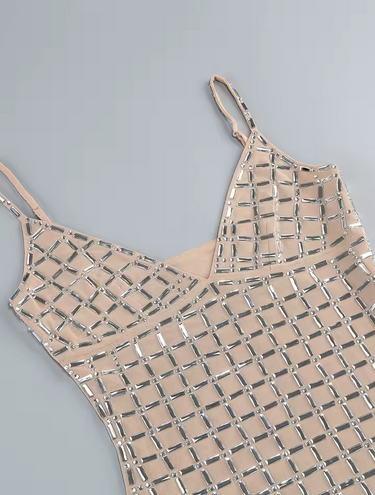 MIRRORED CAMI STRAP BODYCON MIN DRESS