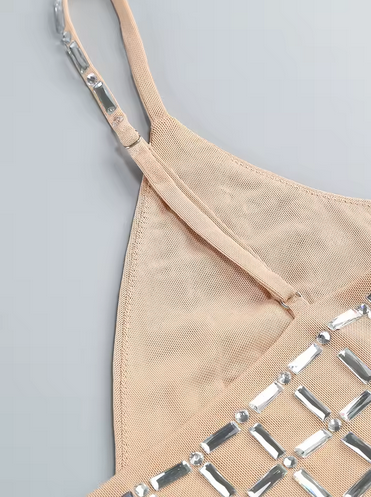 MIRRORED CAMI STRAP BODYCON MIN DRESS