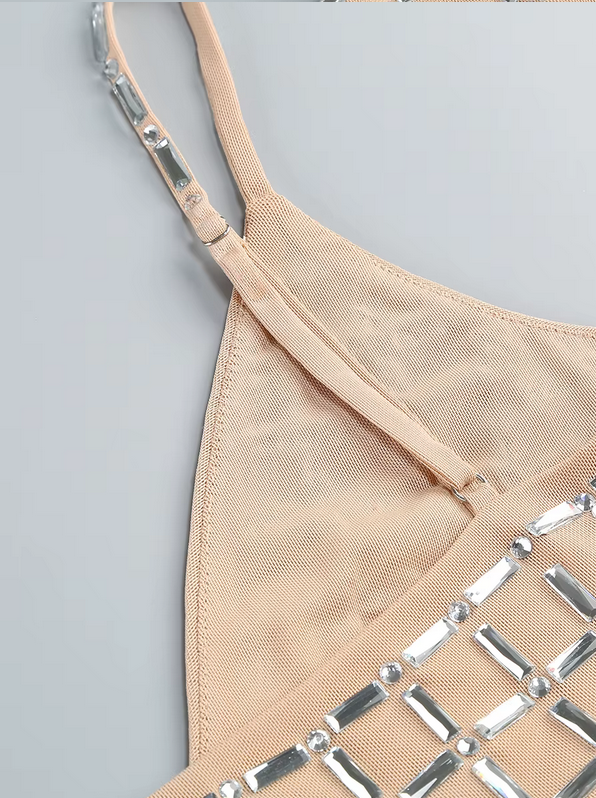 MIRRORED CAMI STRAP BODYCON MIN DRESS