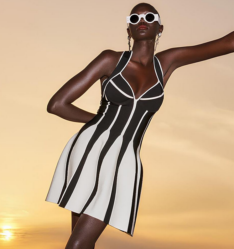 HALTER TOP A-LINE BODYCON BANDAGE DRESS