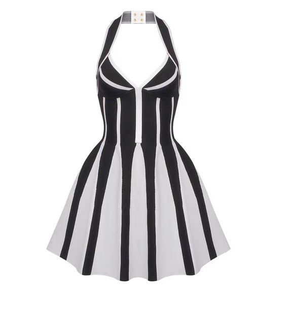 HALTER TOP A-LINE BODYCON BANDAGE DRESS