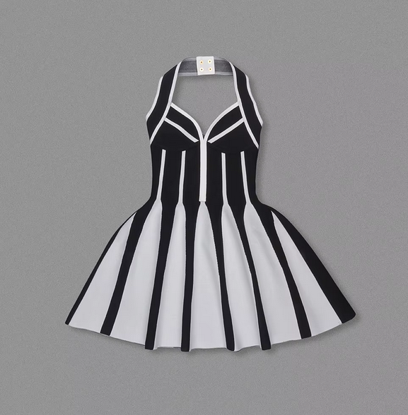 HALTER TOP A-LINE BODYCON BANDAGE DRESS