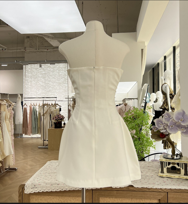 MINI A-LINE DIAMOND STUDDED DRESS