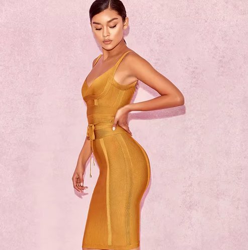 DRAWSTRING BODYCON PARTY DRESS