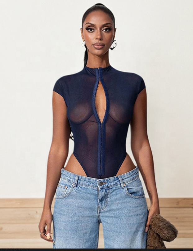 NAVY BODYCON BODYSUIT
