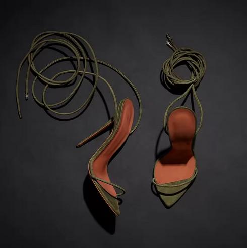 DENIM LACE UP HIGH HEELS