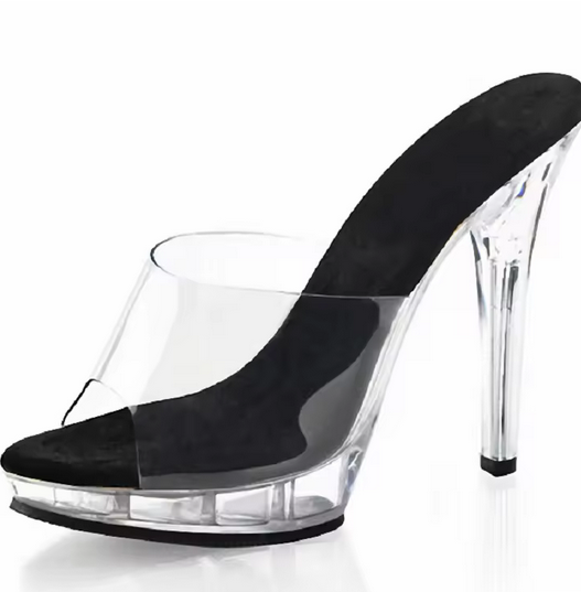 PEOPLE PLEASERS- CLEAR STRAPPY PLATFORM HEEL