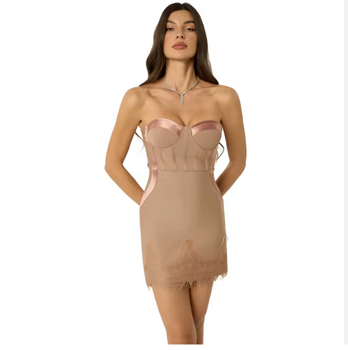 STRAPLESS LINGERIE MINI DRESS