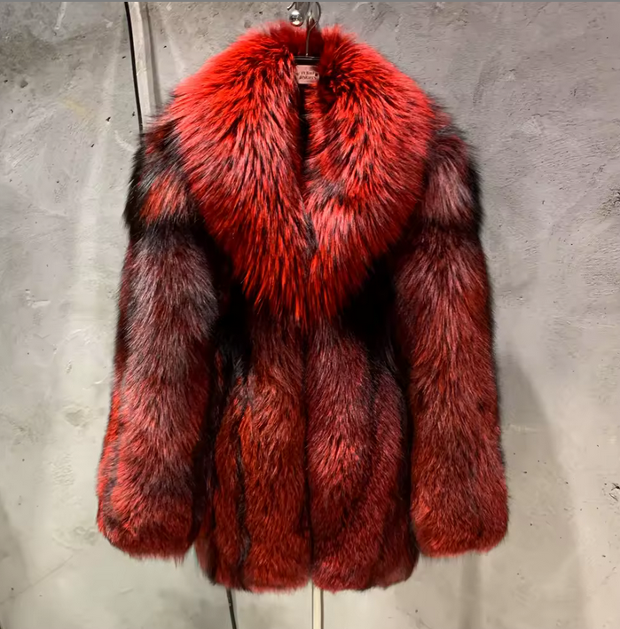 MID LENGTH SILVER FOX FUR COAT