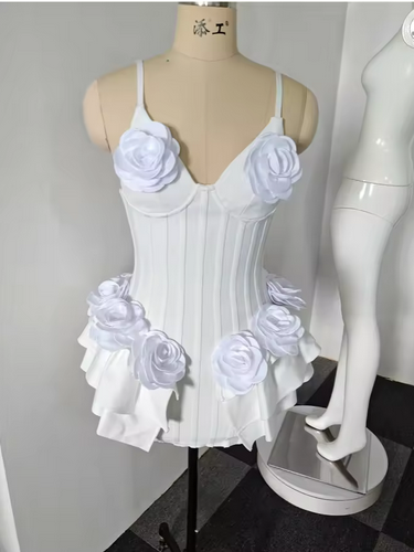 WHITE ROSE CORSET MINI DRESS