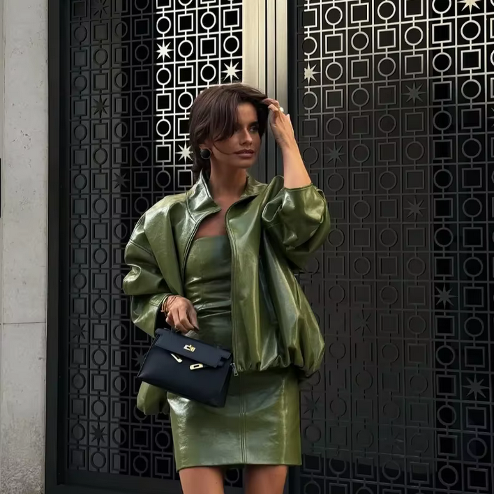 80 STYLE LEATHER MINI DRESS