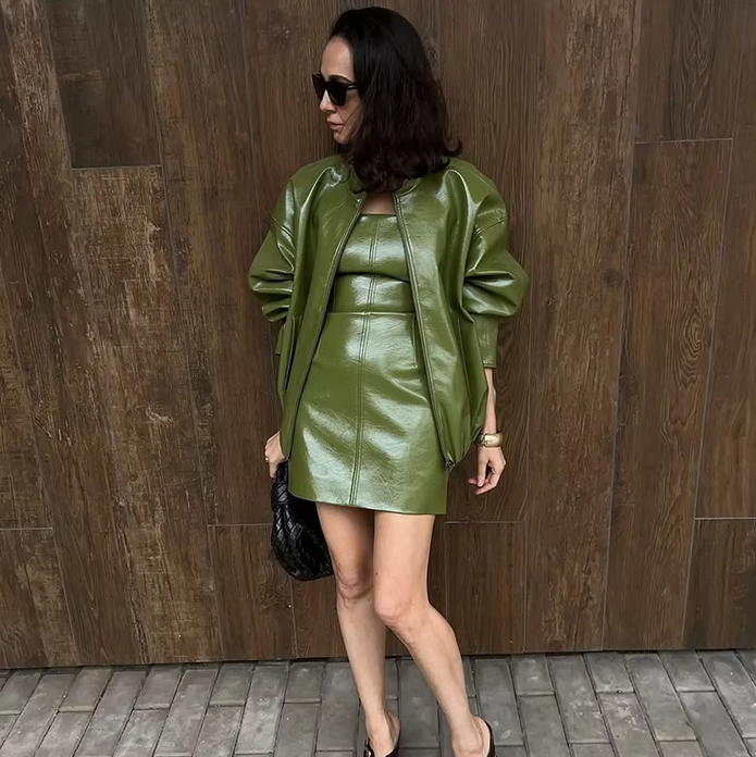 80 STYLE LEATHER MINI DRESS